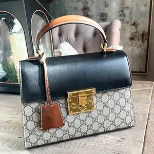 Gucci Brown Padlock GG Supreme Top Handle Bag